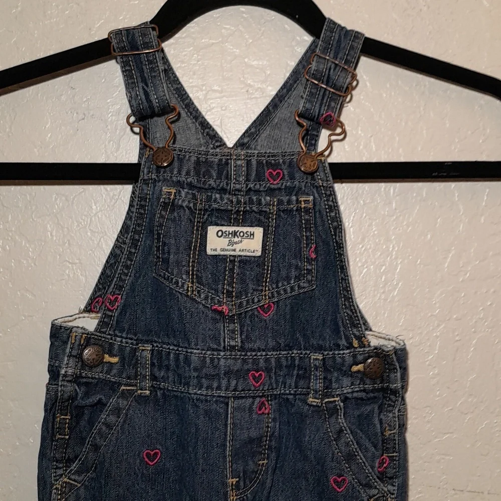 OSHKOSH BGOSH Heart Embroidered Snap Button Leg Overalls 18M